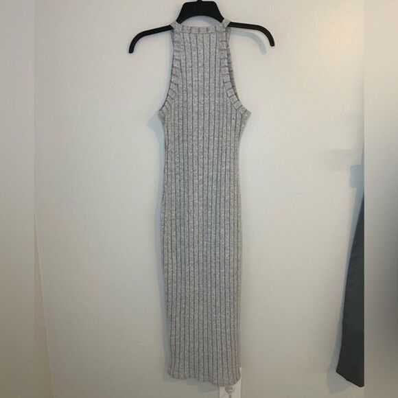 SHEIN Essnce Gray Solid Halter Neck Bodycon Dress Size Medium - Picture 3 of 7
